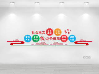 红色中国风社会主义核心价值观文化墙背景